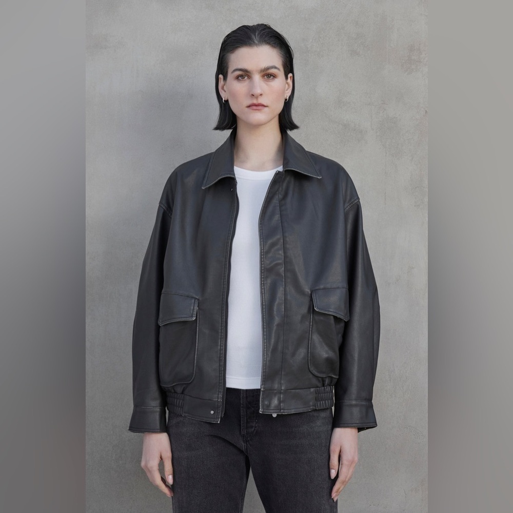 Velvet by Graham And Spencer California Faux Leather Jacket in Vintage Black